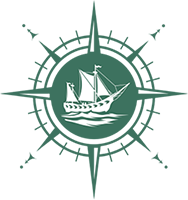 Compass Rose with ship in center