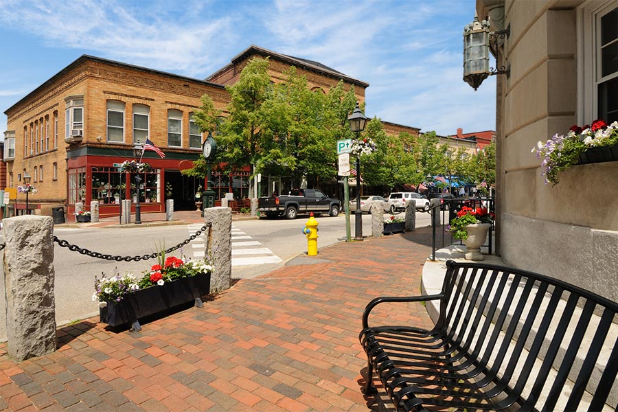 Downtown Bath Maine in spring